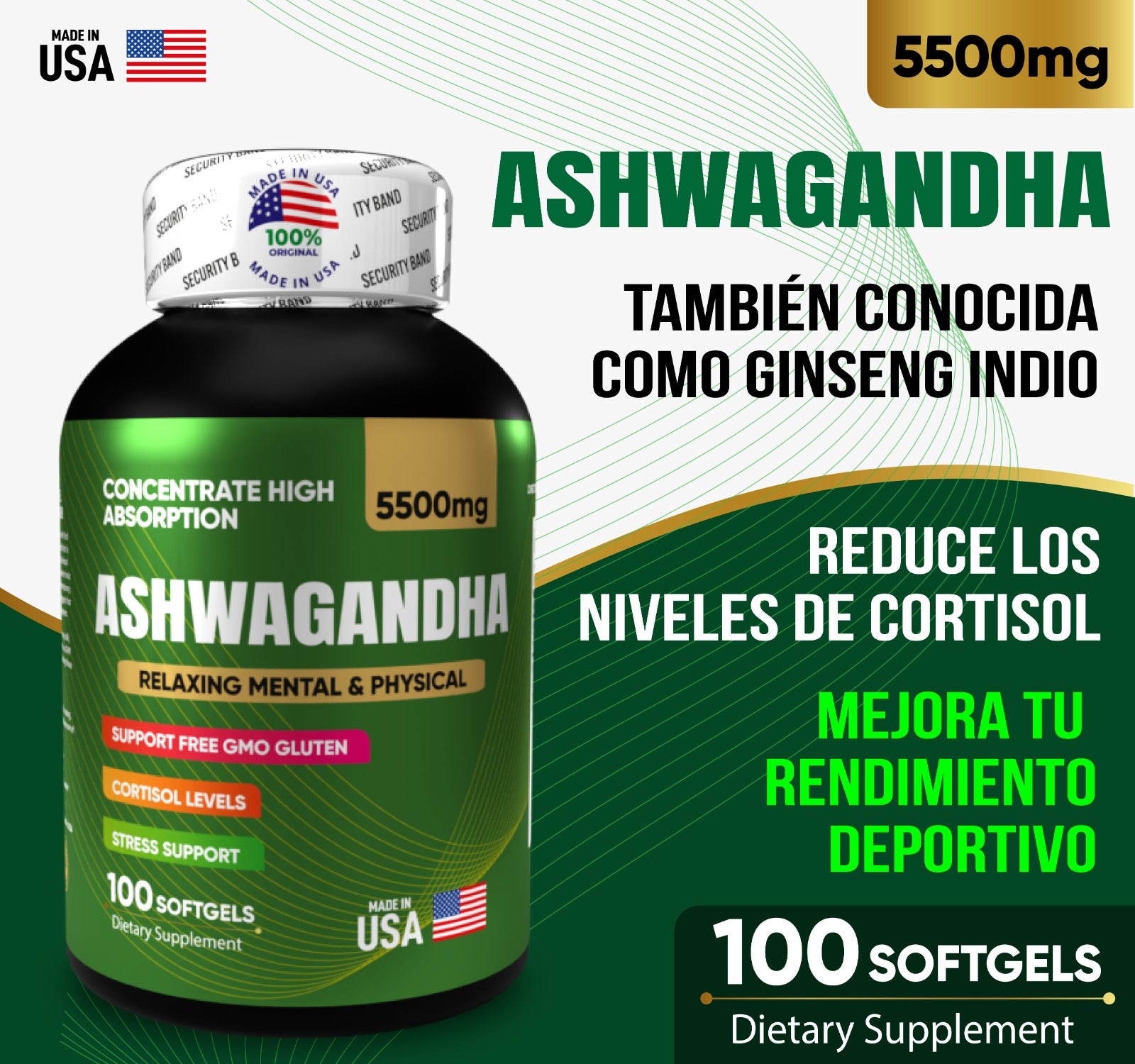 Ashwagandha KSM-66 5500mg Softgels